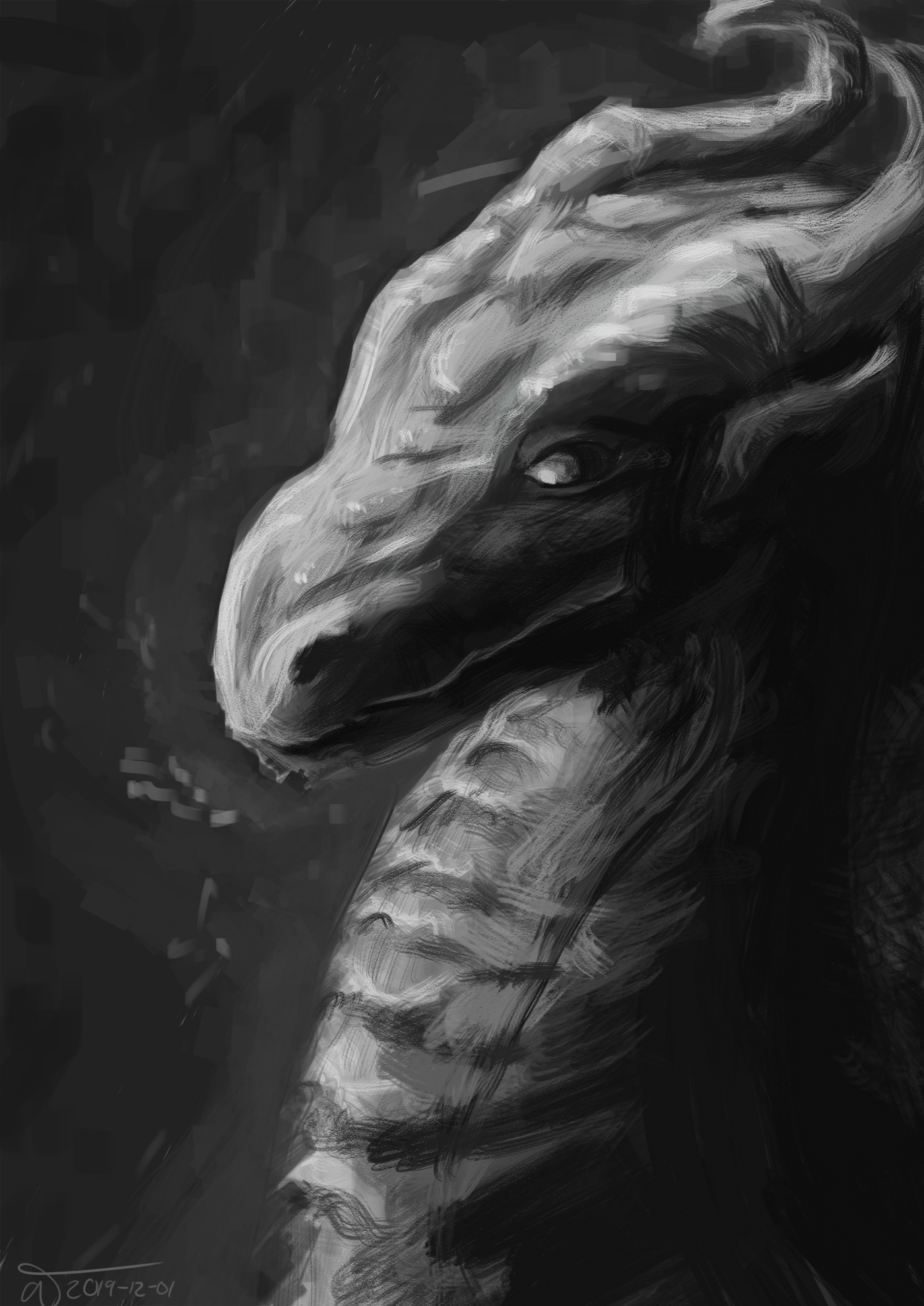 Sketch of a dragon head