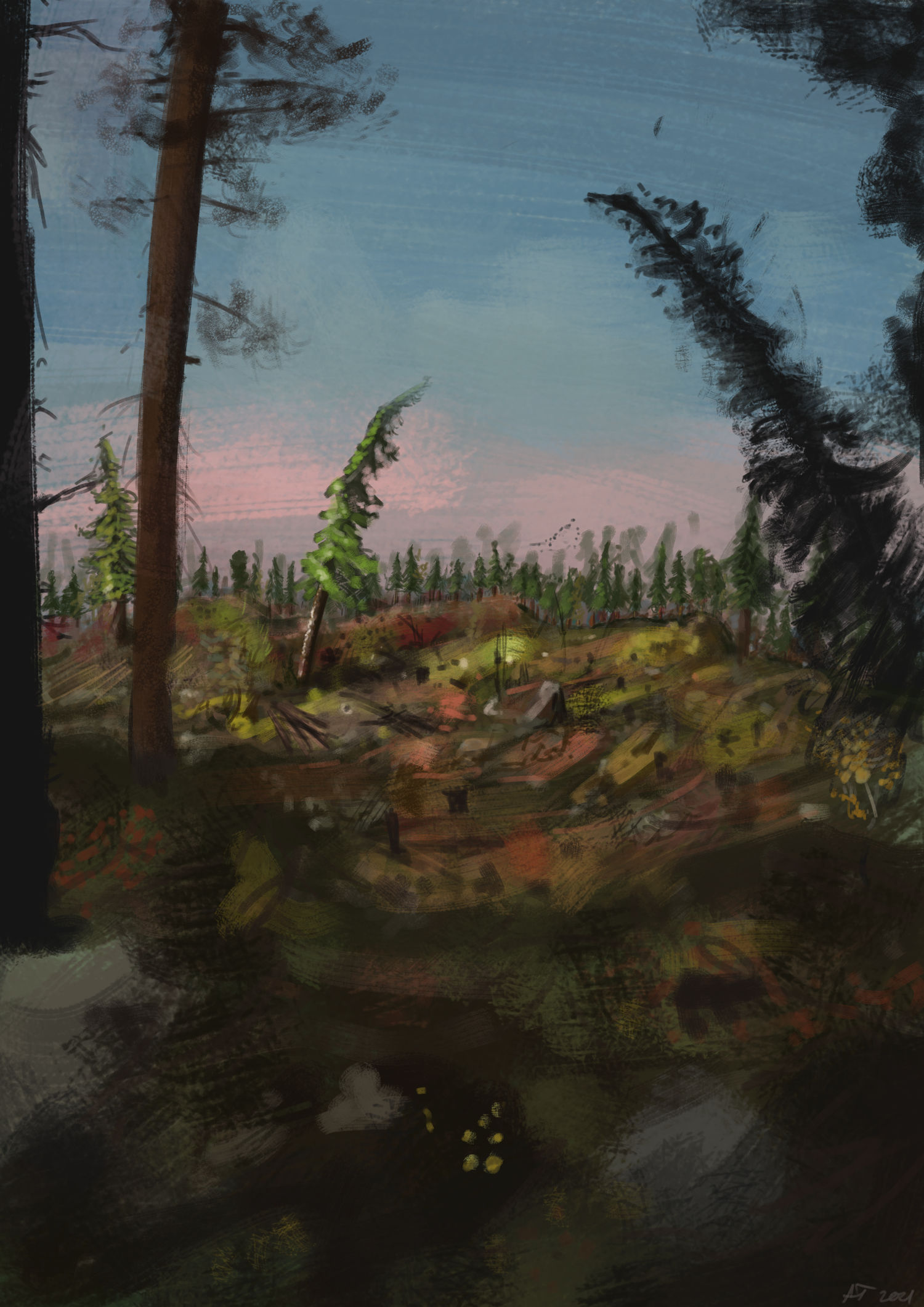 Målning över ett kalhygge